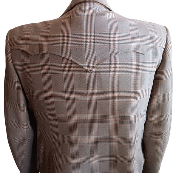 Blazer Jacket 44R Vintage Western Cowboy Plaid Rancher 1980's Prestige West - Picture 2 of 9